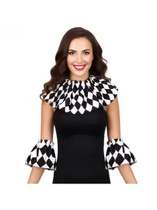 Festival party decorative collar clown costume accessory false collar plaid for men and women adjustable collar