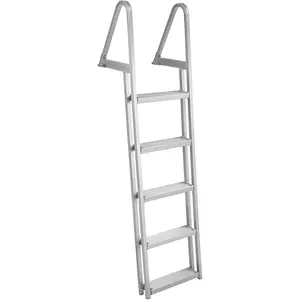 【GARVEE】Heavy-Duty 5-Step Aluminum Dock Ladder, Aluminum Swimming Ladder With 350LB Capacity, Non-Slip Treads, Quick-Release Buckles, and Saltwater-Resistant Design for Pontoon, Pool, Lake, and Marine Use