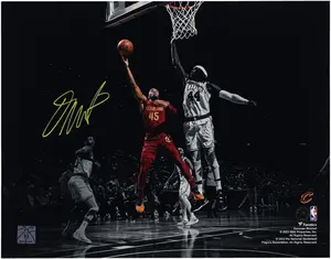 Donovan Mitchell Cleveland Cavaliers Autographed 11" x 14" Spotlight Layup Versus Boston Celtics Photograph - Fanatics Authentic Certified