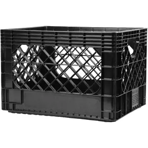 20 Quart Duty Crate| Stackable Multi-Purpose Bin for, Home, Office, Groceries,, Camping & Kayaking| Black Tote, 17" x 13" x 11"