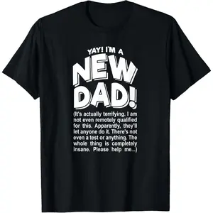 Cotton Streetwear Graphic Tees Casual Round Neck Shortsleeve Fashion Mens Yay!I'm a New Dad!- Funny gift t-shirt for Father's Day, Black, S vintage breezy bowl outfit
