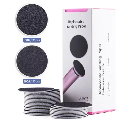 60 Pcs Replacement Sandpaper Pad Set for Electric Foot File Machine, Pedicure Callus Remover Accessories, Foot Care Tools, Foot Spa Machine Accessories