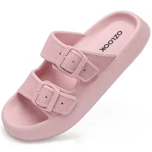 [Black Non Slip Slippers Shoes] Women's Casual Flat Slippers, Black Open Round Toe Non Slip Slides Shoes, Outdoor Beach Slippers