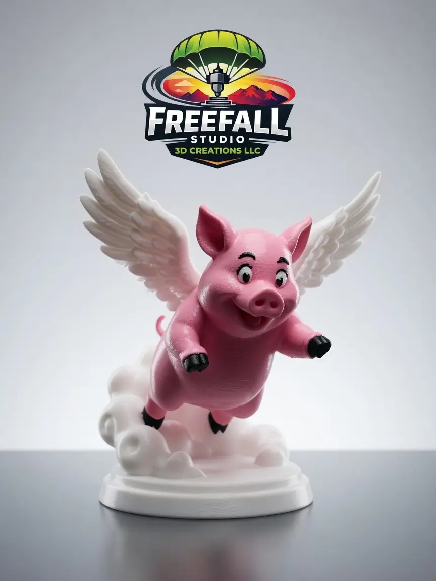 When Pigs Fly – 3D Printed Flying Pig Figurine  For the pessimist who always tells you “When pigs fly" well, they just ran out of excuses.