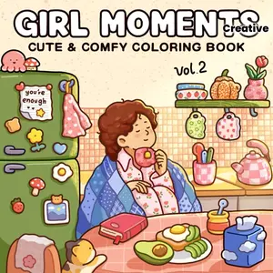Girls Moment Themed Coloring Book, Cute Coloring Book, Comfortable Design, Relaxes Mind, Reduces Anxiety, School Supplies, Teen Adult Stress Relief, Coloring Gift Book