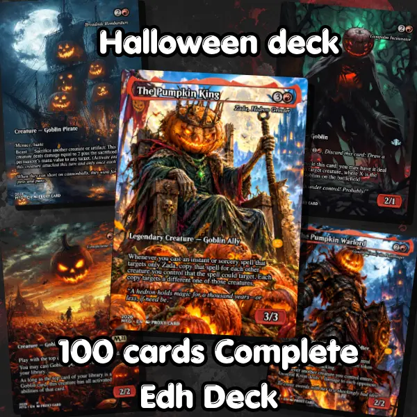MTG Commander Proxy Deck - Halloween Themed, Premium Anime Fantasy Trading Cards, Primal Power MTG Proxy Set + Tokens (Toys & Hobbies, Dedicated Deck Card Games)