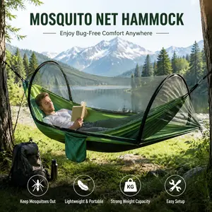 Tired of Mosquito Ruining Your Nap?Quick Install Bug Proof Hammock Indoor & Outdoor,All-Purpose Bug Protection Hammock,Pop-Up Mosquito Net Hammock| Bug-Free Relax for Camping, Backyard & Home Use