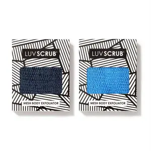 LUV SCRUB TRUE BLUE DUO Authentic African Exfoliating Mesh Sponge,Ghana Loofah Washcloth Scrubber for Smooth Skin, Body Exfoliator Korean Scrub for Bathroom,Estheticians, Waxing salons, Spa, Gym, Allure Best of Beauty Award Winner