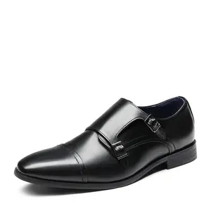 Bruno Marc Men's Wide Monk Strap Oxford Shoes