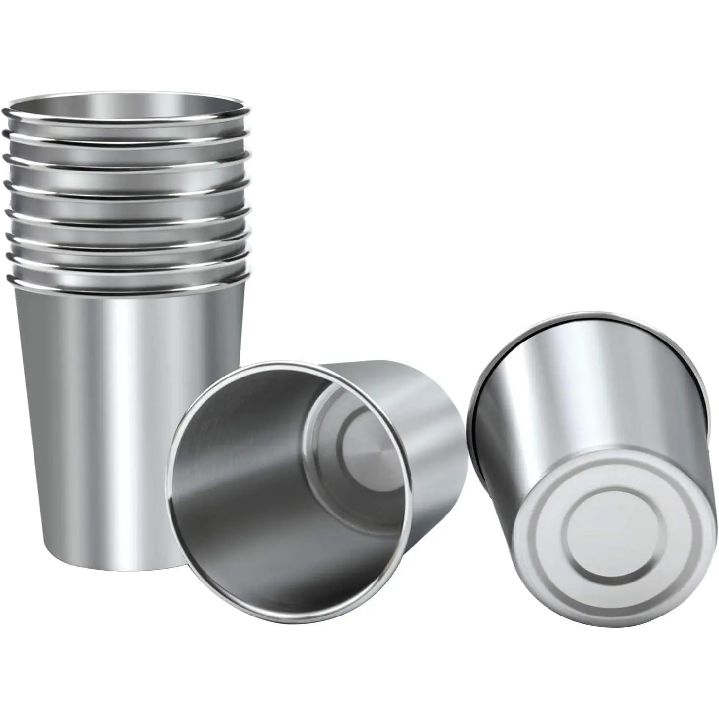 10 count 12 Ounce Stainless Steel Cups Metal Pint Cups Shatterproof Drinking Glasses for  or Adults (12 oz/350 ml)