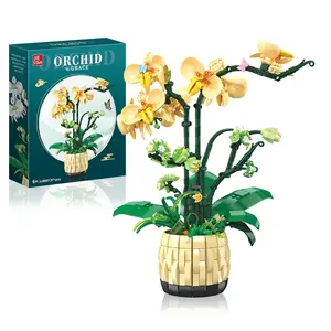 Butterfly Orchid Block Planter, Switchable / Flowers, Atmosphere Lamp Included, Perfect for Desk/home Decor, Artificial Potted Flower