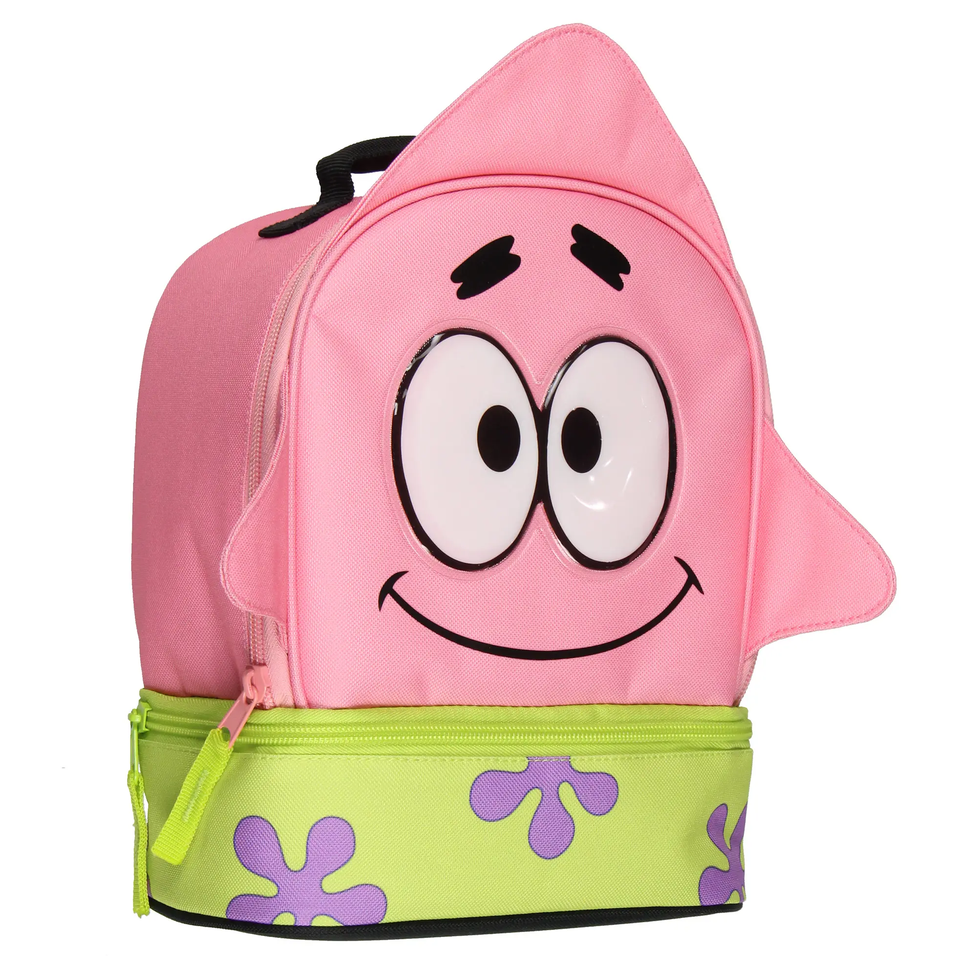 SpongeBob SquarePants Lunch Box Patrick Star 3D Character Dual Compartment Insulated Lunch Bag Tote 9"