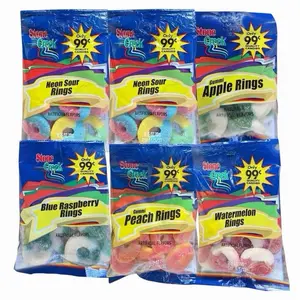 Stone Creek Gummi Rings- 6 Packs of 2.5oz Each - Total 15oz - Quality Candies with Natural & Artificial Flavors Rainbow Watermelon