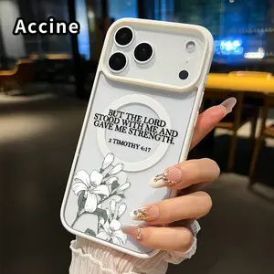 Magnetic Soft Case for iPhone 17 16  Pro Max Plus 15 14 13 12 11 Air E Divine Strength Bloom Pattern Anti-Yellowing Shockproof ultra-thin Silicone Crystal Transparent Acrylic Cover Supports Wireless Charging