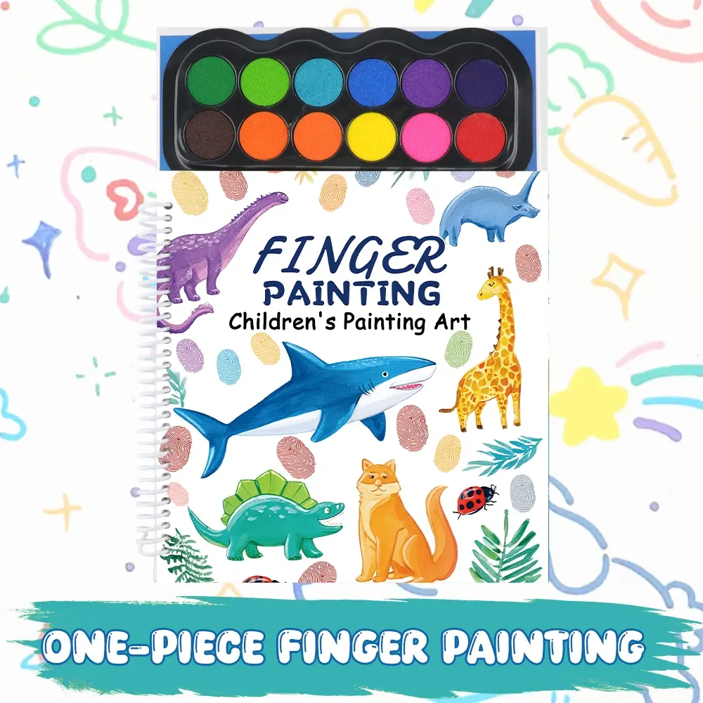 A 12-color children's finger painting book Coloring Book: Create a sense of depth with the touch of a finger, and introduce art to children in a more professional way