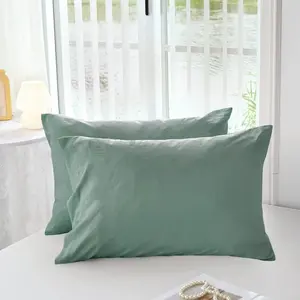 Super Soft Pillowcase Queen Size  Washed Microfiber Lightweight Pillow Cases 20x30 Inches Sage Green 2 Count