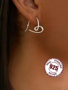 S925 Sterling Silver Twist Love Heart Line Hoop Earrings, Heart Shaped Earrings, Fashionable Earrings for Women & Girls, Trendy All-match & Exquisite Jewelry for Birthday Gift
