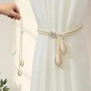 2pcs Floral Curtain Tiebacks with Adjustable Drawstring, Elegant and Style, No Drilling or Installation Required, Includes 2pcs Per Pack, Interior Decoration Accessories
