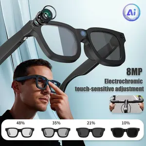 Electrochromic Smart Touch Control Camera Glasses 8MP Full Array Mic Voice Call Touch Sensitive Adjustment Perfect Christmas Gift for Tech Lovers Digital Wearable