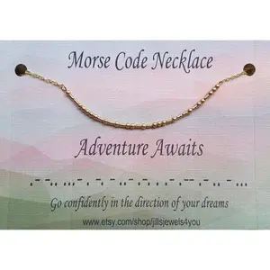 Morse Code Necklace- Adventure Awaits