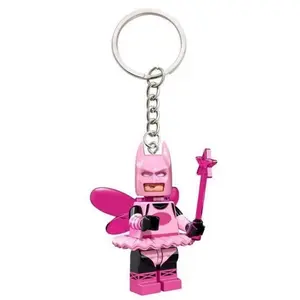 Pink Tutu Ballerina Fairy Block Ballet Mini Figure With Wings and Wand Keychain Collectible Toy Charm Lightweight Compact Durable ABS Plastic Metal Key Ring Keybag Purse Accessories Gift Jewelry Fashion Trendy
