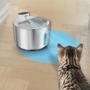 4L Wireless Stainless Steel Pet Water Fountain, Battery Operated Cat Water Fountain with Motion Sensor, Large Capacity Automatic Dog Water Dispenser, Ultra-Quiet & Cordless Pet Fountain, Dishwasher Safe Metal Water Bowl