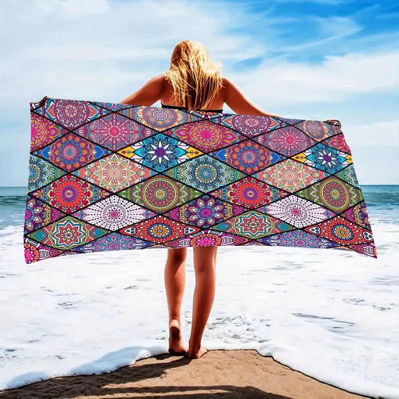 Premium Bohemian Print Unisex Family Beach Towel - Extra Large, Water Absorbent, Fast Drying for Pool/Travel Use