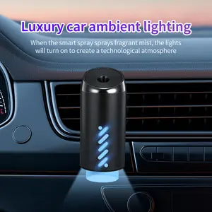 Smart Car Air Freshener Vent Clip Diffuser - Aluminum Alloy, Auto-Sense AI Start Stop Sensor, USB Rechargeable, Ambient Light, Nano Mist Odor Eliminator, Baby Safe Plant Perfume, Universal Clip Scented Fragrance Interior Accessory, Scented Car Fragrance,