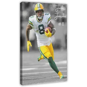 Josh Jacobs Sports Poster Canvas Poster Wall Art Decor Print Picture Paintings for Living Room Bedroom Decoration