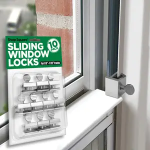 Window Locks, 10 Pack for Vertical and Horizontal Windows, Adjustable Aluminum Stoppers, Window Security, No-Drill Install, Requires 28-36mm Clearance