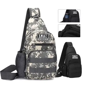 Men's Tactical Sling Bag, Water-Resistant Oxford Crossbody Daypack with Water Bottle Holder for Travel and Outdoor Hiking, Travel Bag, Crossbody Bag