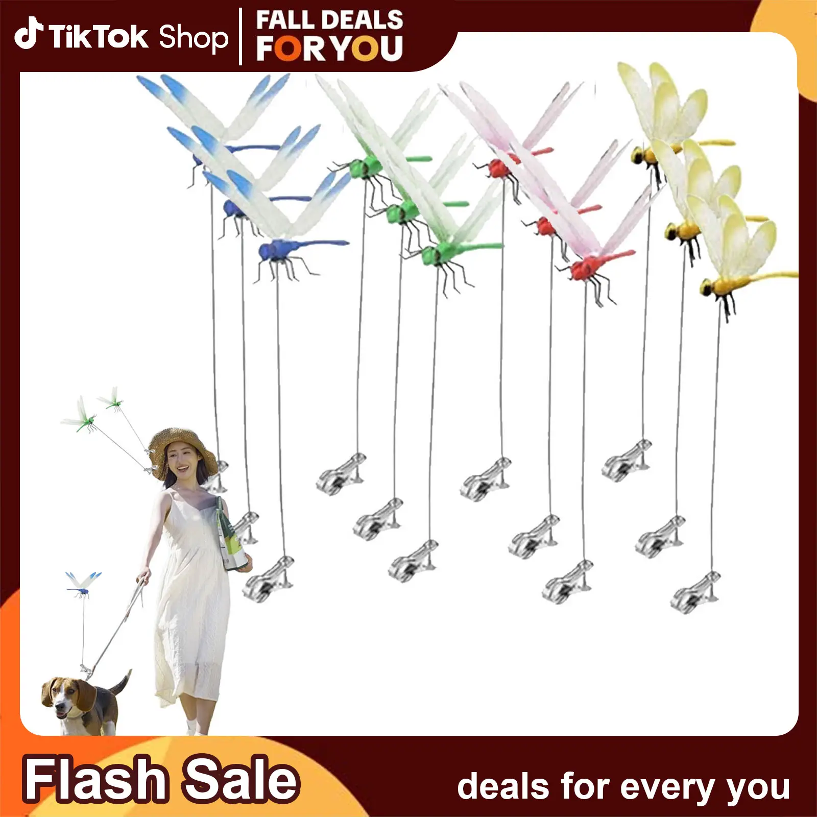 12 Counts Outdoor Dragonfly Rod Clip, Garden Metal Dragonfly Clip. Natural Organic Concept, 3D Dragonfly Garden Decoration, Creative Home Accessories