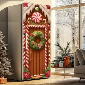 Self-Adhesive Refrigerator Wrap, Peel & Stick Vinyl Fridge Sticker, Removable Door Mural Wallpaper for Kitchen Home Decor 32.3x78.7IN