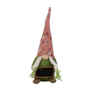 Northlight Yellow Floral Springtime Gnome with Message Board