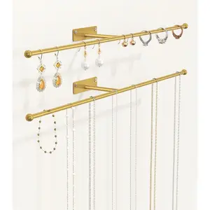 Wall   Organizer: 12.6'' Necklace Holder for Earring, Bracelet, Rings, Hairband, Glasses,  2-Pack, Screws Included