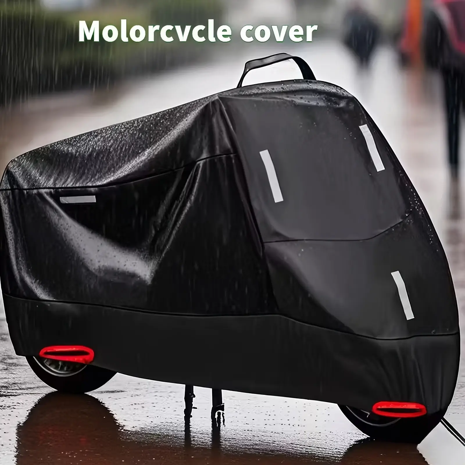 Oxford Fabric Motorcycle Cover with Built-in Reflective Strips for Night Visibility, Ventilation Holes to Reduce Moisture Buildup, All-Weather Rain and Sun Protection for Outdoor Shelter