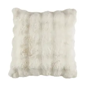 Saro Lifestyle  Cozy Bubble Faux Fur Poly Filled Pillow - Ivory - 20 x 20 in.