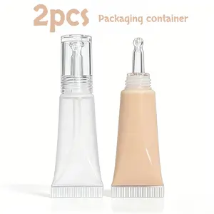2pcs Mini Travel Foundation and Serum Dispenser Containers - Leak-proof Portable Cosmetic Containers, Transparent Design, Perfect for Travel Essentials