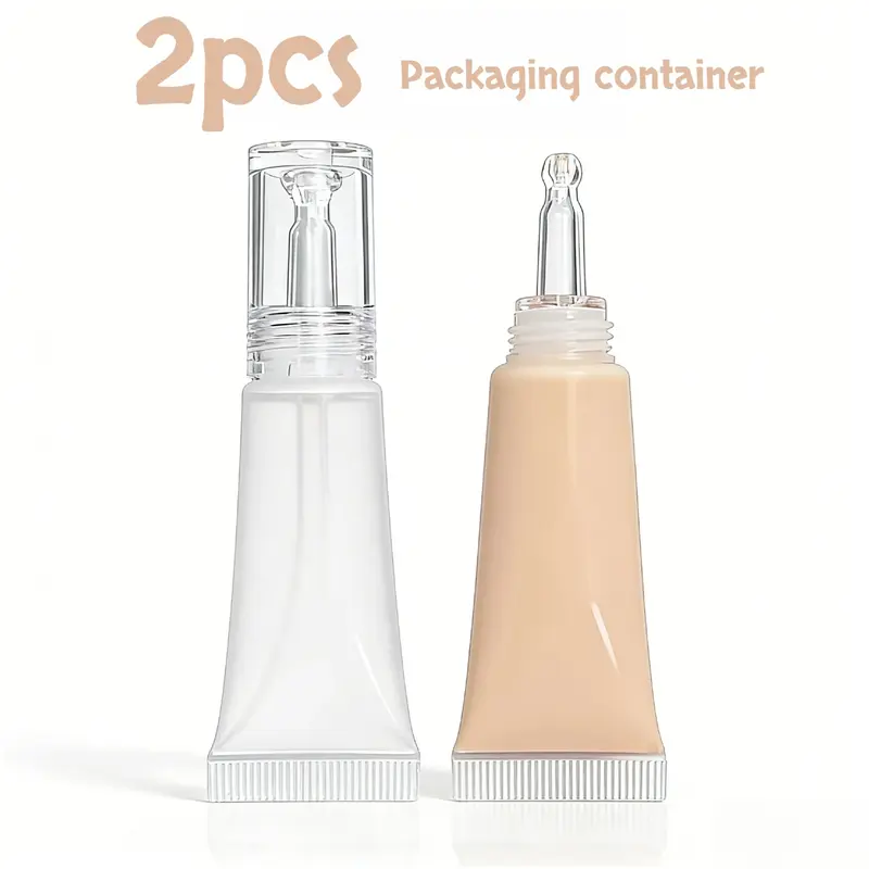 2pcs Mini Travel Size Makeup Foundation and Serum Dispenser Containers - Leak-proof Portable Clear Beauty Cosmetic Containers, Transparent Design, Perfect for Travel Essentials, Packing