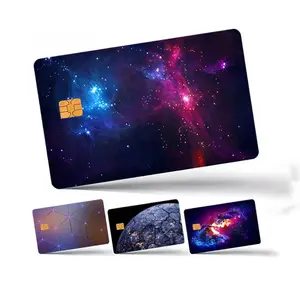 Outer Space Themed Credit Card Skin Sticker, 4counts/set Card Design Waterproof Scratch Resistant Card Sticker, Bank Card Skin Protector