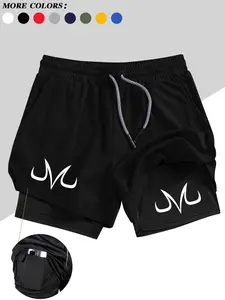 Men's Belief Conquers Fear Printed Gym Shorts, Logo Shorts, Athletic Shorts, Stretch Knitted Fabric, Perfect for Running Training Yoga Outdoor Activities, Sporty Casual Style, Breathable Fitness Shorts, Running Workout Shorts