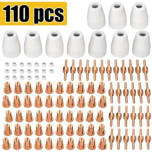 110Pcs Nickel Plated Consumables Kit for Plasma Torch | LG40/PT31 40A Electrodes & Nozzles | Extended Life Parts Compatible For Plasma Cutters