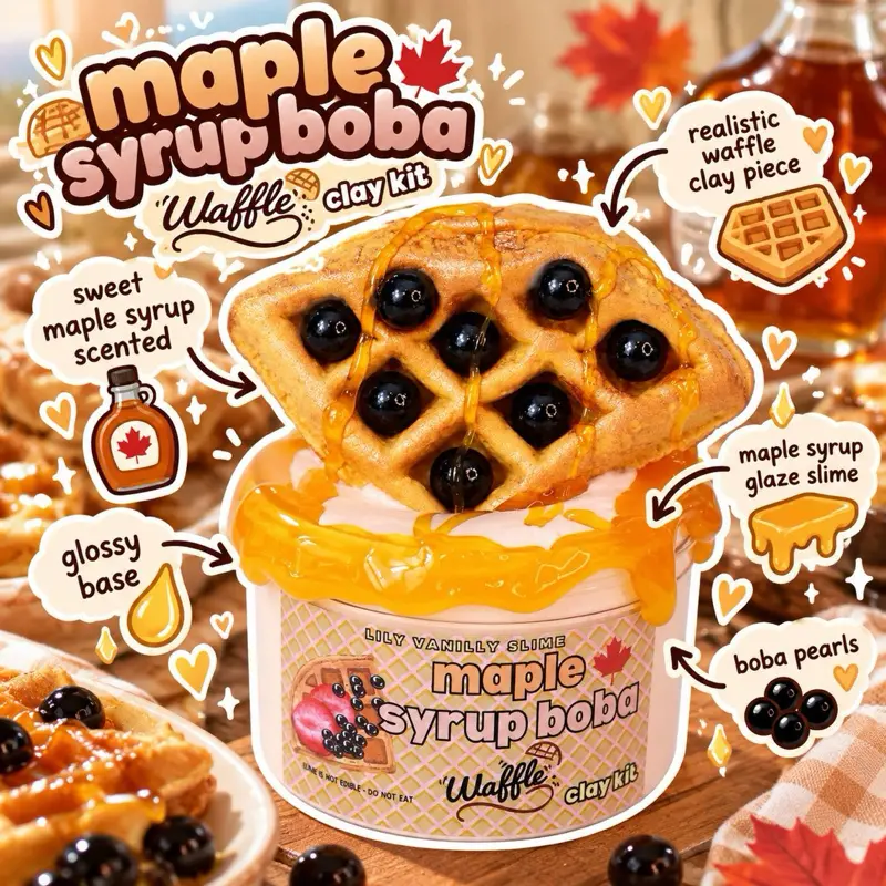 Maple Syrup Boba Honey Waffle Clay Slime Kit