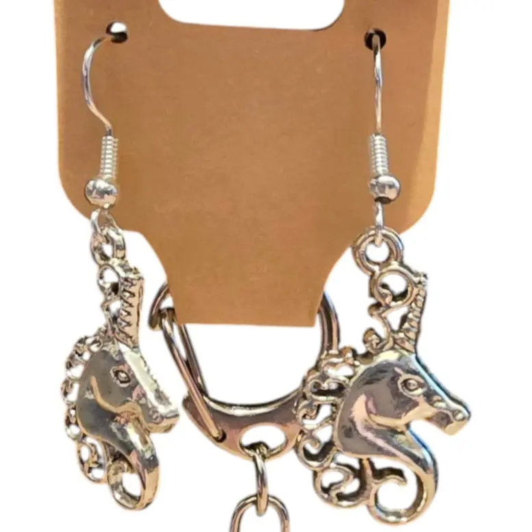 Silver Unicorn Hook Earrings, with matching Keychain