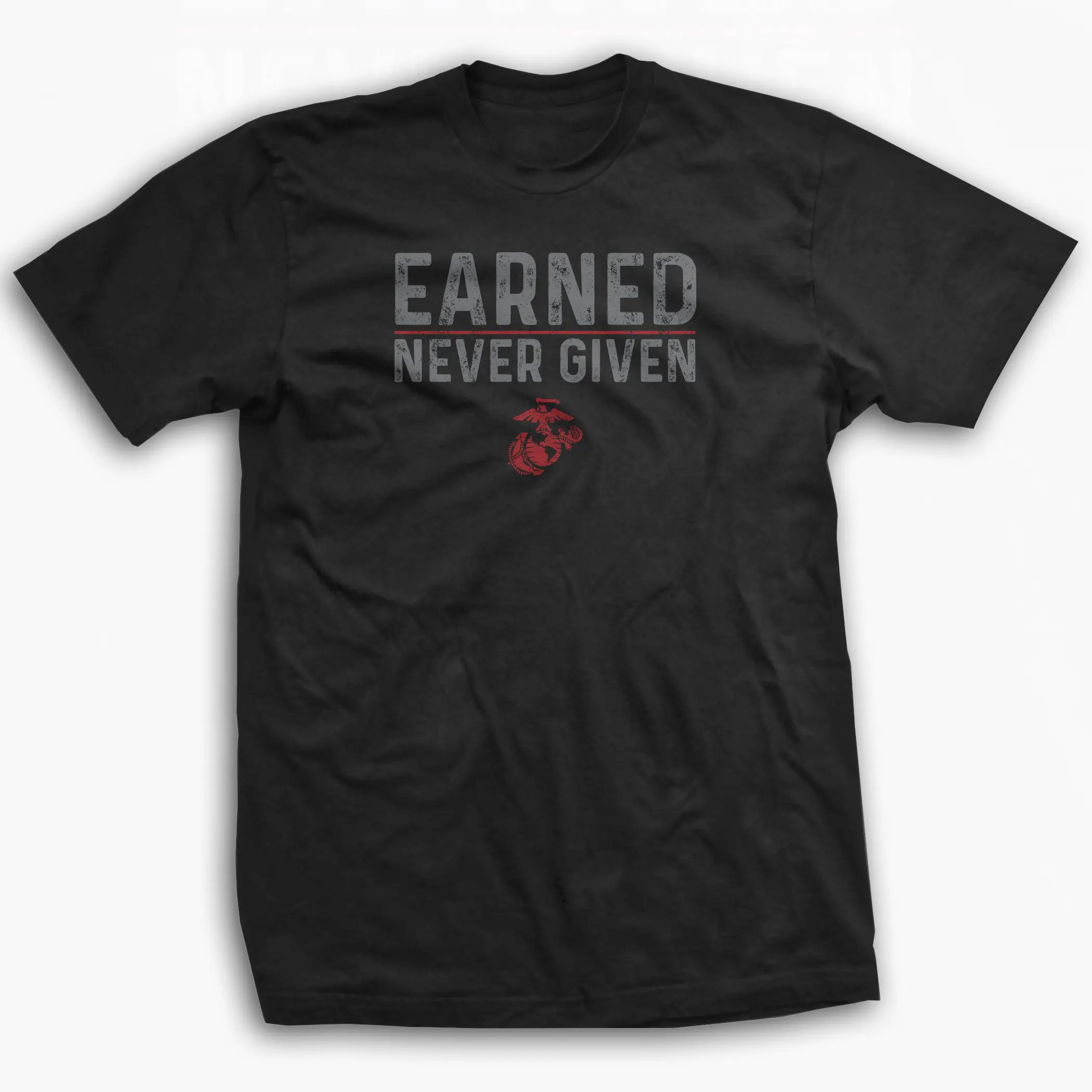 Men's Short-Sleeve Casual Menswear Top - Earned Never Given Graphic T-Shirt, Motivational Military Quote Tee, Discipline Mindset Design, Patriotic Strength Gift for Veteran Athlete