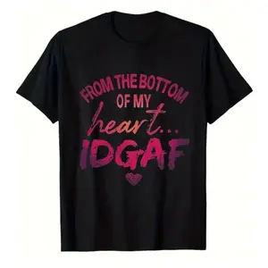 Plus Size, Women's Plus Size Oversized T-Shirt - Cute From My Heart Don't Care Pink & Purple Font Print, Lightweight Breathable Summer & - Top, Relaxed Fit Round Neck Tee, Machine Washable C