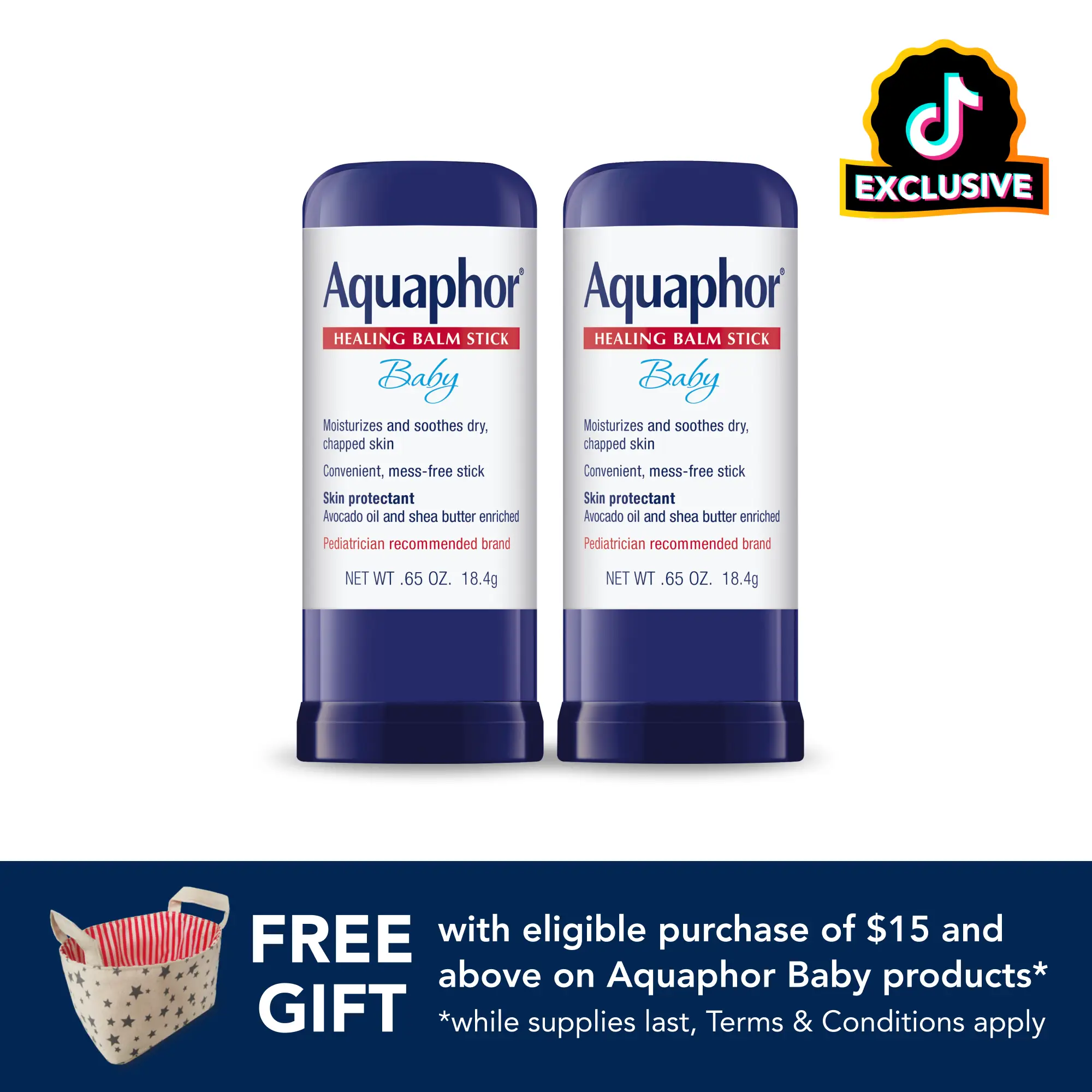 Aquaphor Baby Healing Balm Stick With Avocado Oil and Shea Butter, 0.65 Oz (Pack of 2)