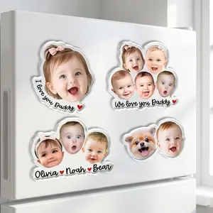 Baby Face Photo Magnet, Personalized Fridge Magnet, Acrylic Photo Keepsake, Father's Day Gift For Dad