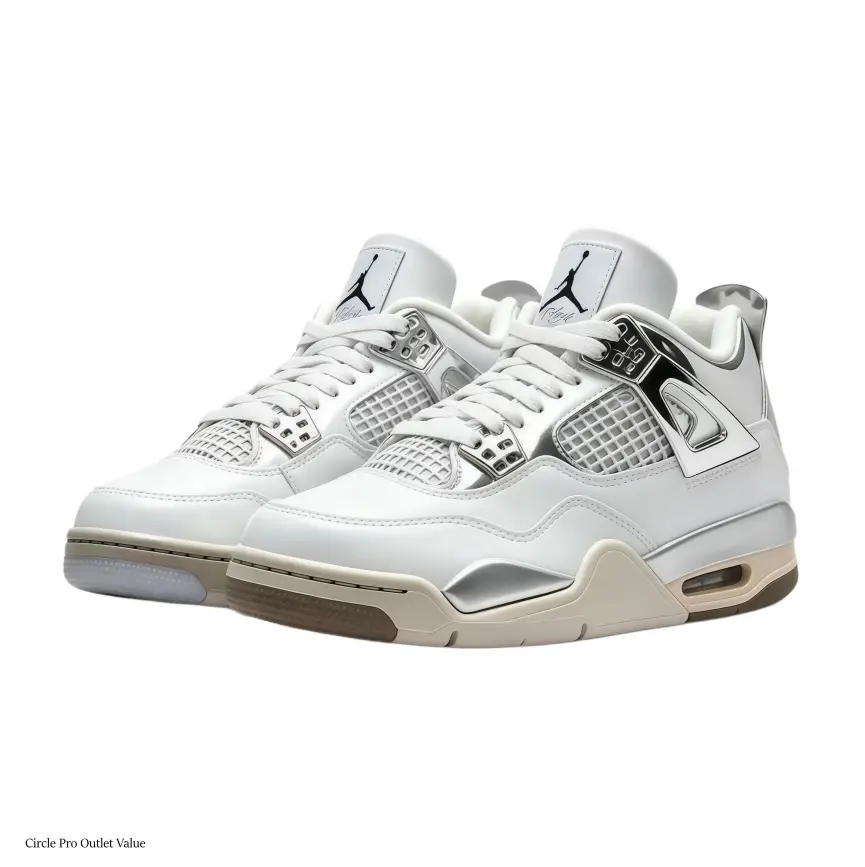 Unisex White Silver Mesh Retro Mid-Top Sneakers - Brand New with Matching Shoe Box, Smooth Polished Leather, Built-In Cushion Pad for Impact Absorption, Breathable Grid Structure, Casual Street Footwear for Collectibles & Outdoor Activities
