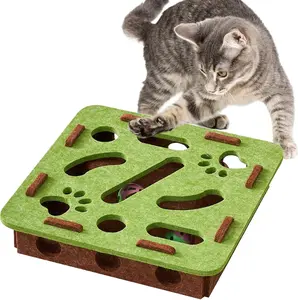 Cat Intelligence Maze Box, Interactive cat Toy with Bell Ball, Kitten Scratching Board, Enrichment Feeder Felt Box for Indoor Cats After Meals in Home, Alone Time Use